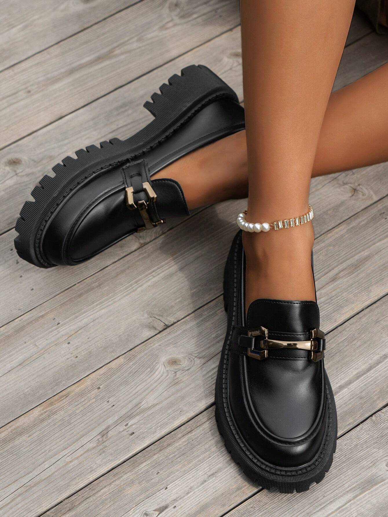 Women'S British Style Black shoes