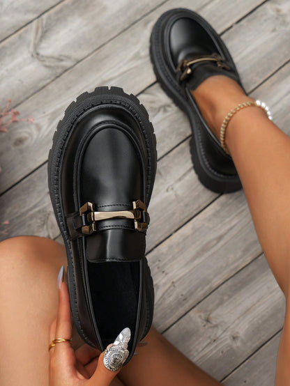 Women'S British Style Black shoes 